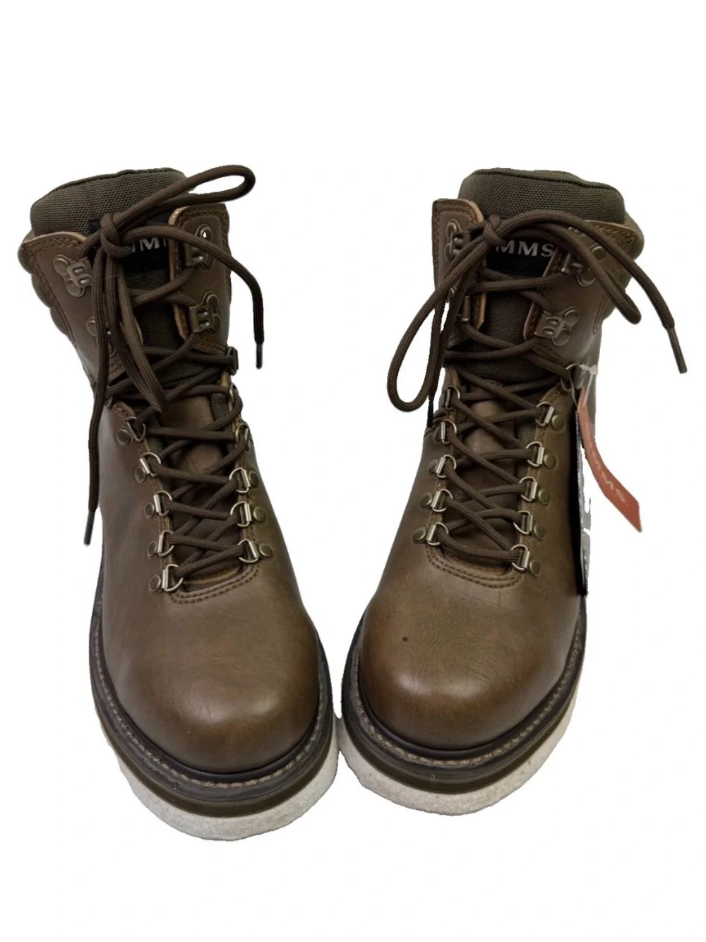 Simms VTG Brown/Green Leather Cordura Fly Fishing Wading Boots Felt Soles Men 9